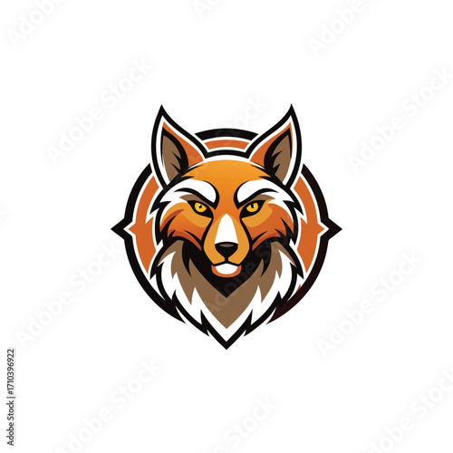 Fierce Fox Head Logo Design Orange Brown White Black