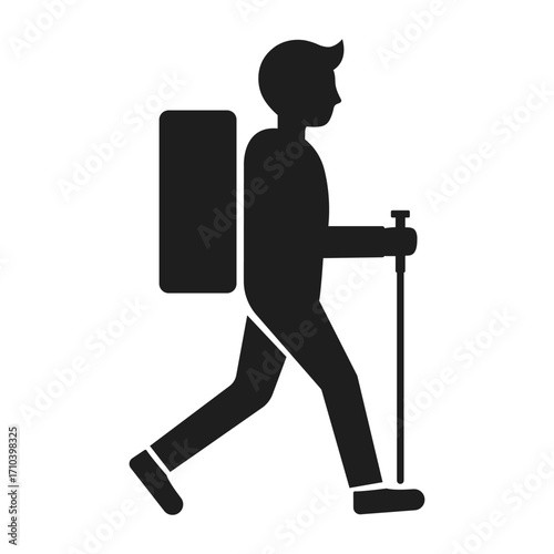 tourist with backpack flat vector icon