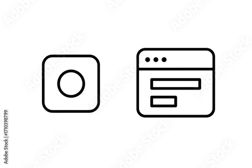 Simple linear icon of apps and web page interface, minimalistic editable stroke pictogram for digital design, user interface, app development, web layout, vector cartoon illustration