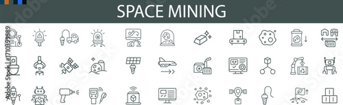 Space Mining Icon Set for Asteroid Extraction, Robotics, and Sci-Fi Exploration UI Design