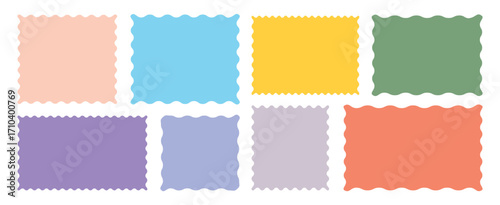 Rectangle shape frame with zigzag edge. Set of Zigzag and colorful Shapes. Cloudy wave curve edge frame vector set colorful wavy edge frames. vector illustration. eps 10