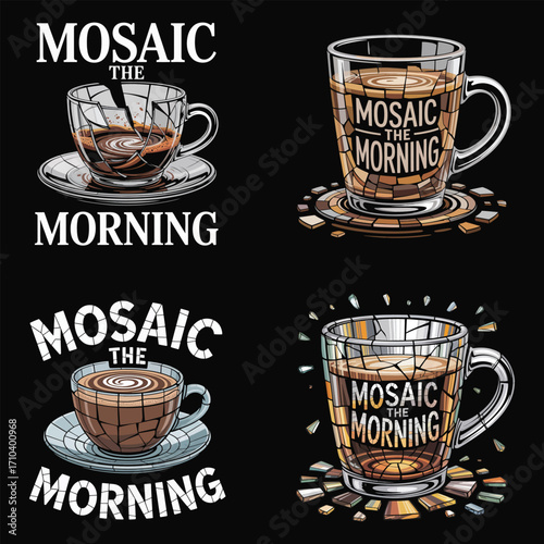 Coffee cup mosaic design morning drink