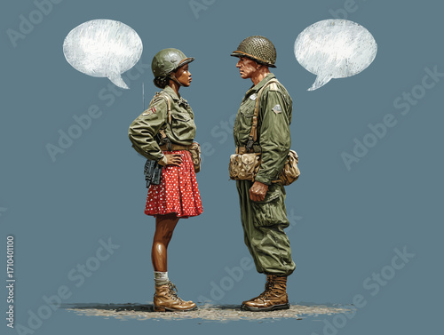 Due soldati stilizzati in uniforme militare