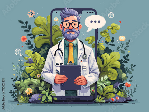 Illustrazione vettoriale stilizzata di un medico