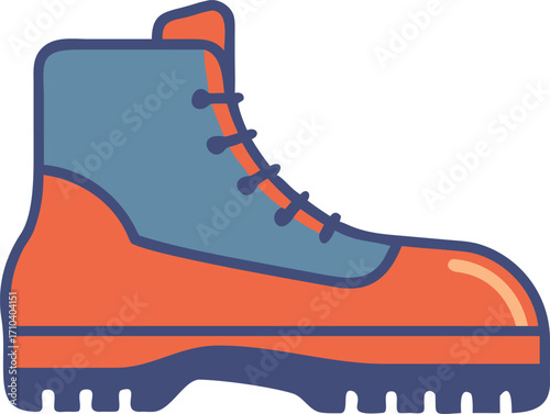 Isolated hiking boot illustration emphasizing outdoor adventures and durable footwear design