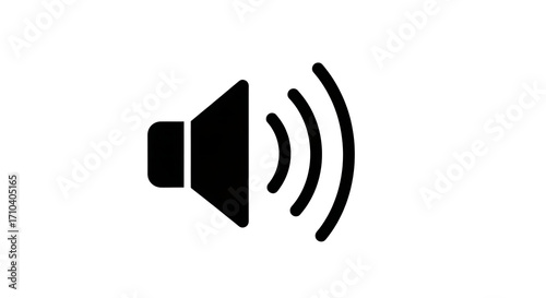 Black Sound Icon with Loud Speaker and Waves.