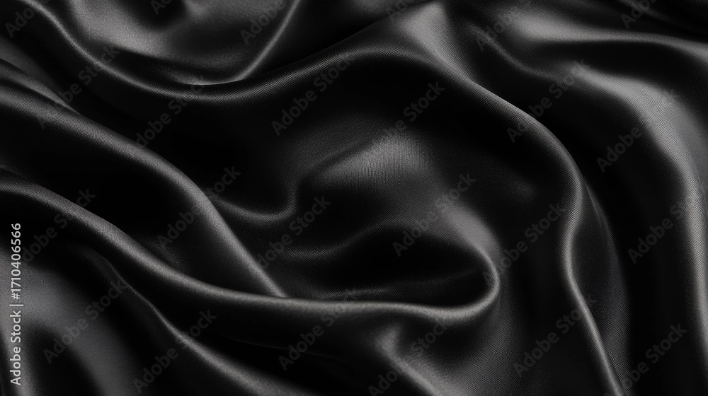 Fototapeta premium Close-Up of Black Fabric with Wavy Flowing Lines