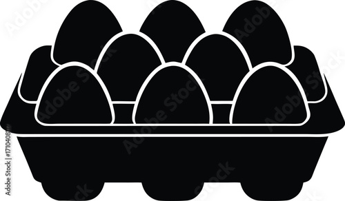 eggs case with eggs silhouette vector illustration
