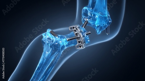 Elbow fracture surgery animation medical illustration bone repair orthopedic implant screw plate joint recovery