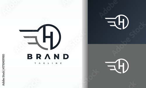 letter H circle wing logo