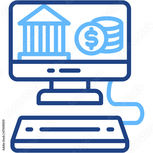 Online Banking line color icon