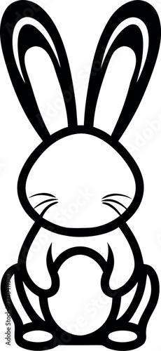 Rabbit one line art emblem design