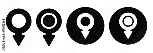 Location map pin icons set. Modern map marker collection. Pinpoint. Location pin icon. Map pin place marker. Map marker pointer icon. GPS location symbol. Flat style vector