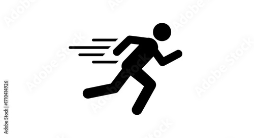 Dynamic running figure icon symbolizing speed, action, and forward momentum for creative projects