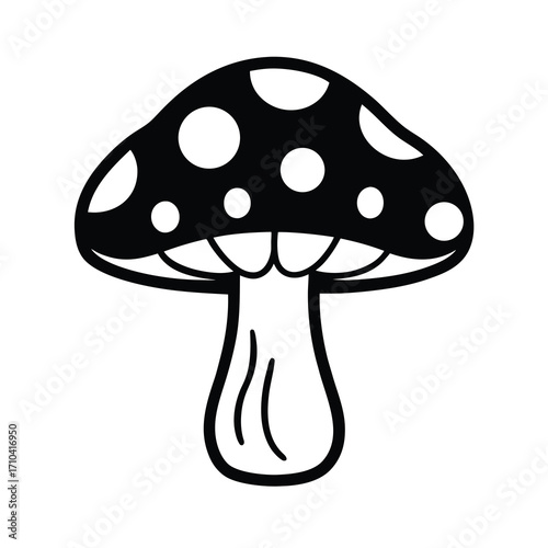 agaric mushroom silhouette vector illustration on white background 