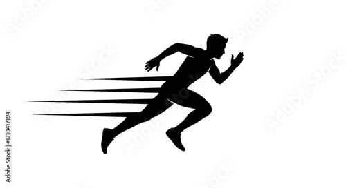 Dynamic runner sprinting with speed lines, symbol of fitness, competition, and achievement