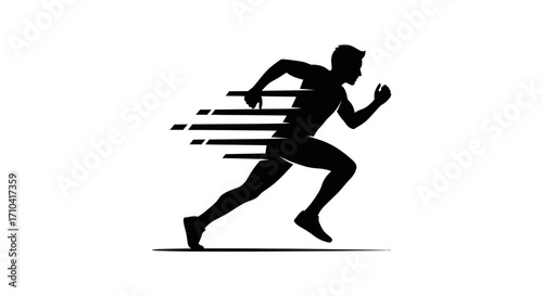 Dynamic runner silhouette sprinting with motion blur, capturing speed and athletic achievement