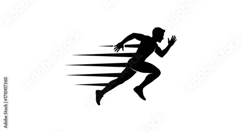 Dynamic runner silhouette captures speed and athletic motion for sports and fitness themes