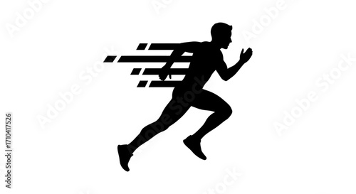 Dynamic male runner silhouette captures speed and athletic achievement with motion blur effect