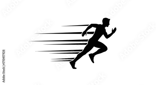 Dynamic runner silhouette captures speed and motion, perfect for athletic branding and design.