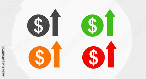 Dynamic dollar growth icons show financial success and positive economic trends