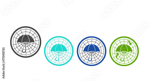 Diverse umbrella icons offer protection and security solutions for any need, showcasing safety