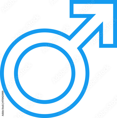 Male gender symbol icon. Gender identity sign isolated on transparent background. Masculine gender symbol icon for design and web. Vector illustration.