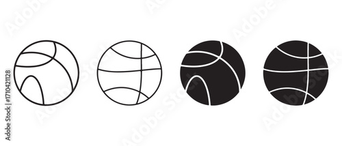 Basketball outline icon set. isolated on white background for sport concept.