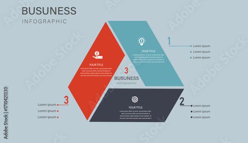 3 Step Modern Geometric Triangle Business Infographic Template for Presentation and Strategy Planning