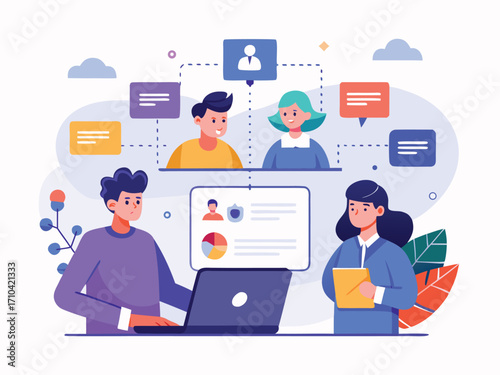 Teamwork and task delegation concept in a modern office setting