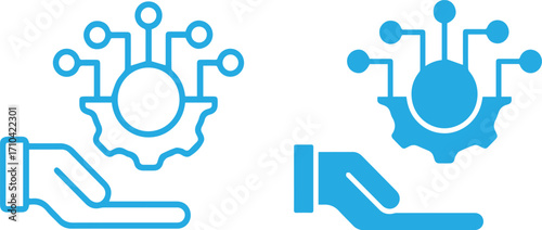 abstract, geometric, minimalist, blue, symmetrical, circles, connected, technology, digital, modern, simple, graphic design
