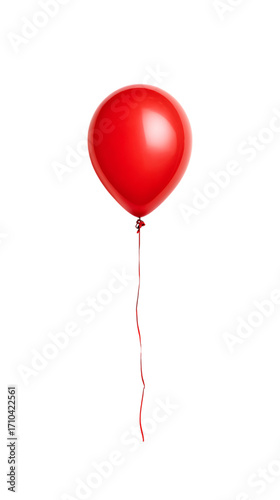 Red Balloon Floating in Air, Isolated on White Background