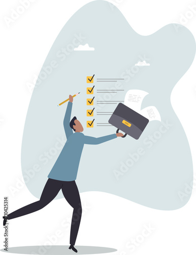 Complete task get work done, accomplish work or finish checklist, project management or good result survey.life and employment of people.