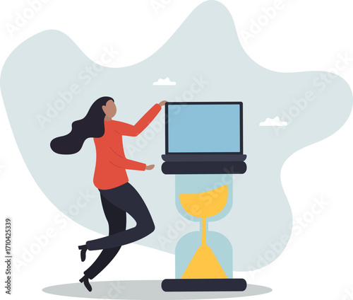 Working with time count down, project deadline or time management, urgent work, productivity or work efficiency.about a man and his life.