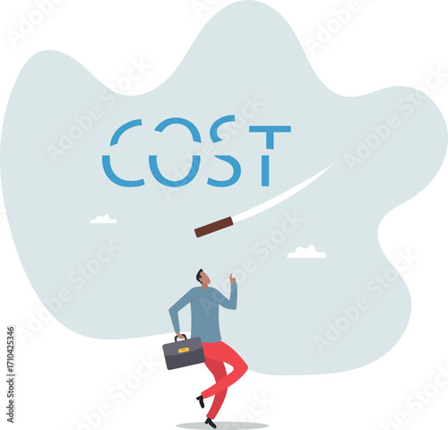 Cost saving idea, cost reduction or decrease expense, financial or accounting optimization,about a man and his life.