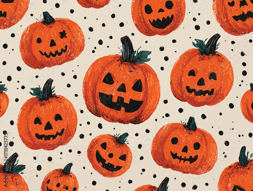 Zucca di Halloween stilizzata, motivo vettoriale senza soluzione di continuità