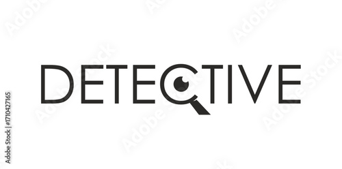Detective icon for private secret agent spy or investigation agency, vector symbol. Private detective service icon of letters and magnifying glass magnifier for police inspector or investigation agent