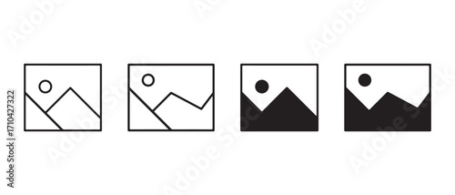 landscape icons set. in different styles isolated on white background.