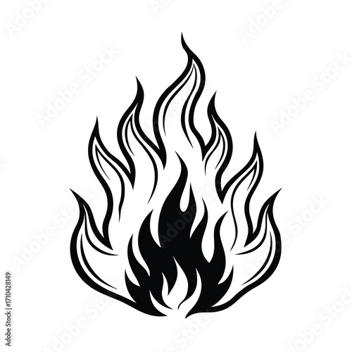 fire flames silhouette vector on white background 