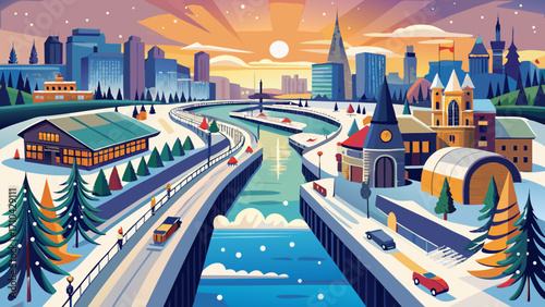 Rideau Canal, Ontario, Canada, is the oldest continuously operated canal system in North America, transforming into a world-famous skating rink each winter.