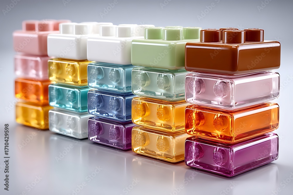 Obraz premium Stacked multicolor toy bricks arrangement high resolution picture