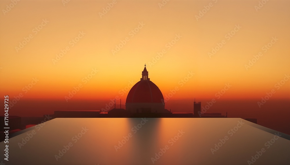 Obraz premium Abstract Minimalist Scene Featuring Sunset Cityscape Silhouettes