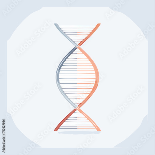 A stylized illustration of a double helix DNA structure, rendered in a minimalist style.