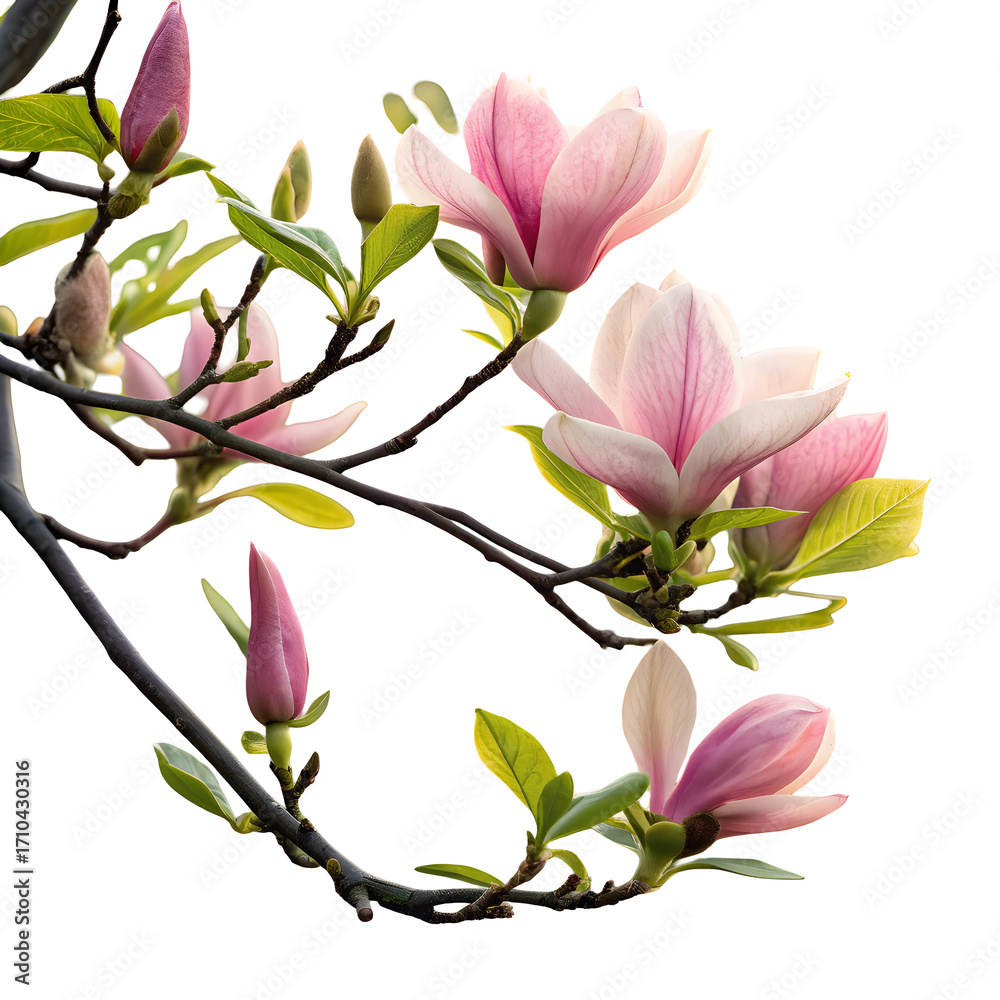 Obraz premium pink mangolia lili flora flowers and buds ona bra