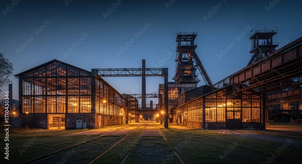 Fototapeta premium Industrial complex at twilight (1)