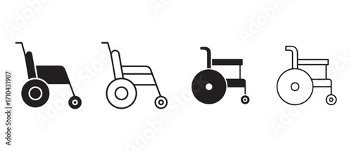 Wheelchair icons set. isolated on white background for disabled people support.