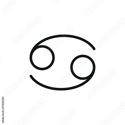 Cancer zodiac icon in line style for mystical, horoscope, and cosmic design.