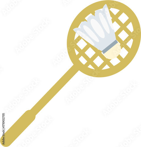 vector, Badminton racket with shuttlecock in flat design style  