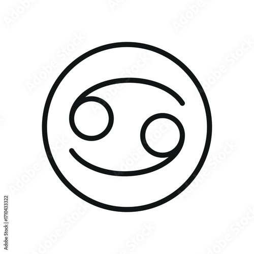 Cancer zodiac icon in line style for mystical, horoscope, and cosmic design.