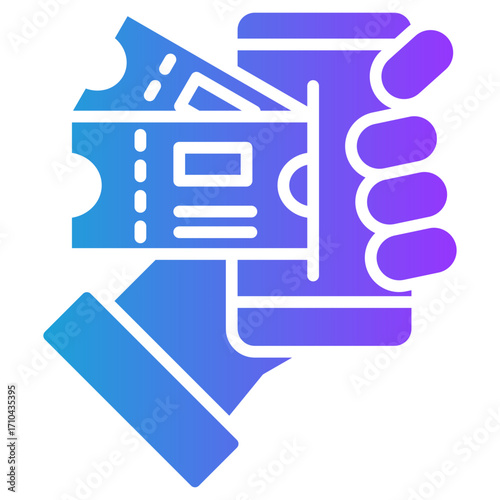 Mobile Ticketing glyph gradient icon